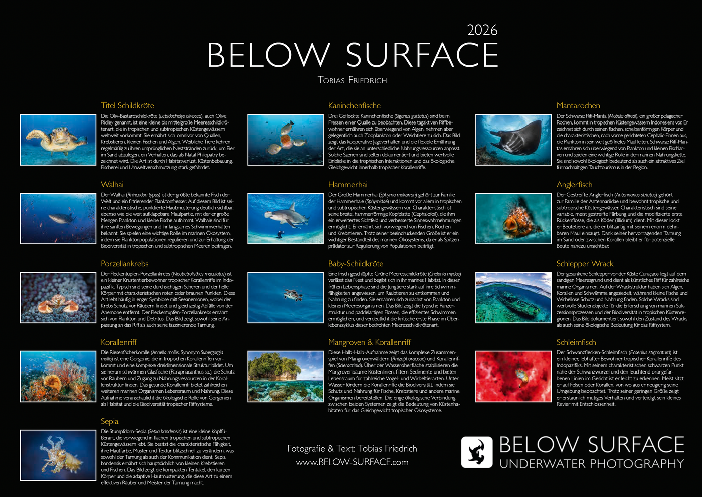 Below Surface - Kalender 2026 | Tobias Friedrich